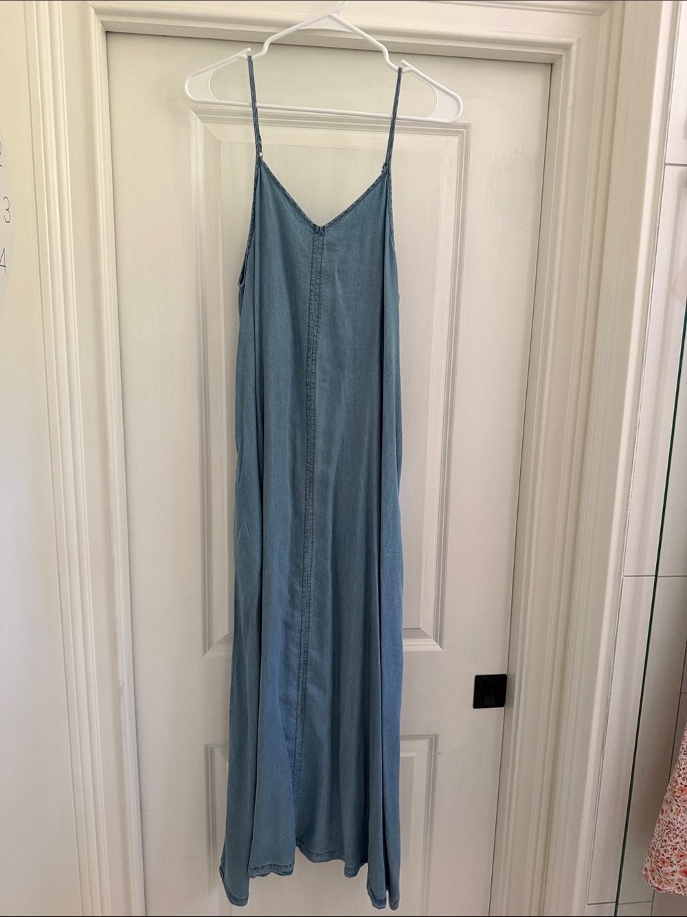Baltic Born chambray- Light Blue Maxi Dress with adjustable Spaghetti Straps